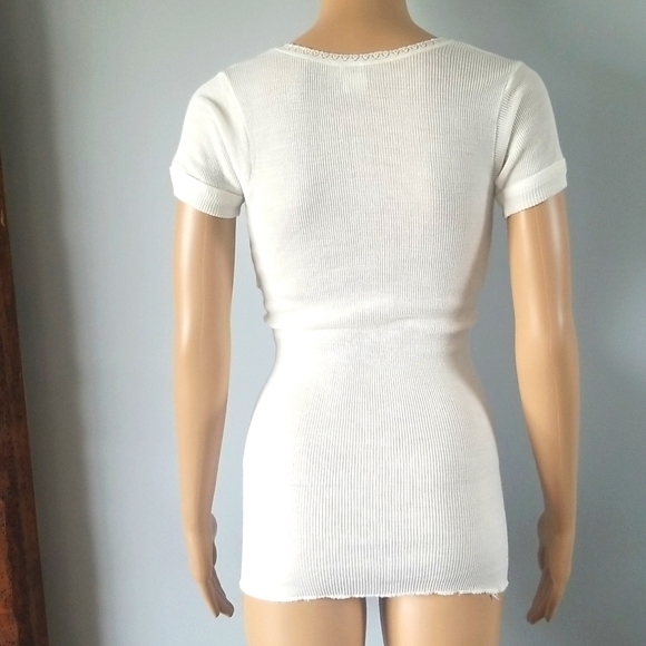 Vintage Retro White Lace Textured Top SZ S Made in Italy - Picture 6 of 11